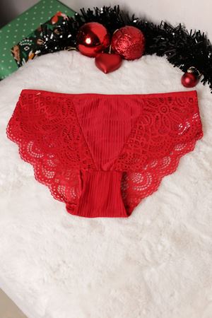 RENKTE BÜYÜK BEDEN KIRMIZI DANTELLİ KÜLOT