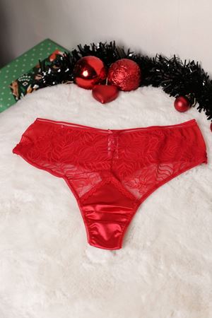 RENKTE BÜYÜK BEDEN KIRMIZI DANTELLİ SATEN BRAZİLİAN KÜLOT
