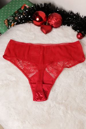 RENKTE BÜYÜK BEDEN KIRMIZI DANTELLİ SATEN BRAZİLİAN KÜLOT