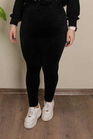 RENKTE BÜYÜK BEDEN ESNEK SİYAH KADİFE TAYT