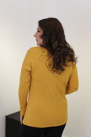 RENKTE YAKASI YILDIZ APLİKELİ HARDAL SARI BLUZ