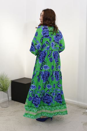 RENKTE BÜYÜK BEDEN OTANTİK TASARIM ELBİSE