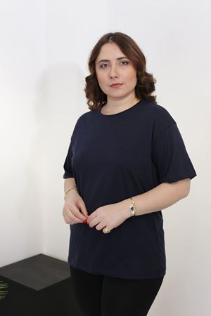 RENKTE PAMUKLU LACİVERT BASİC TSHİRT