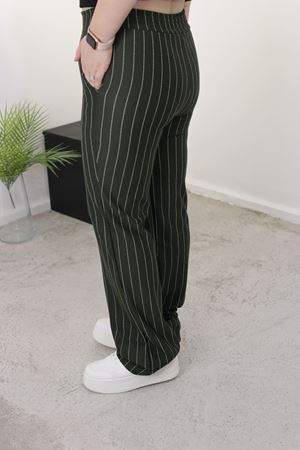 RENKTE BORU PAÇA ÇİZGİLİ HAKİ PANTOLON