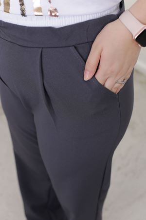 RENKTE POPLİN BEL DETAYLI ÖZEL DİKİM FÜME PALAZZO PANTOLON