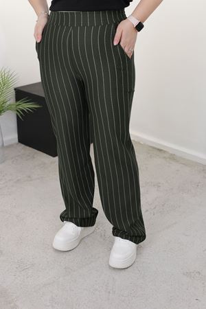 RENKTE BORU PAÇA ÇİZGİLİ HAKİ PANTOLON