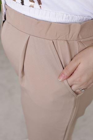 RENKTE KEMERİ BEYAZ GARNİLİ KREM PALAZZO PANTOLON