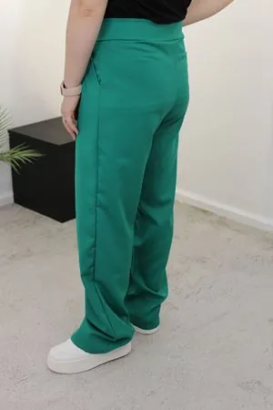 RENKTE DUBLE PENSLİ RELAXED YEŞİL FİT PANTOLON