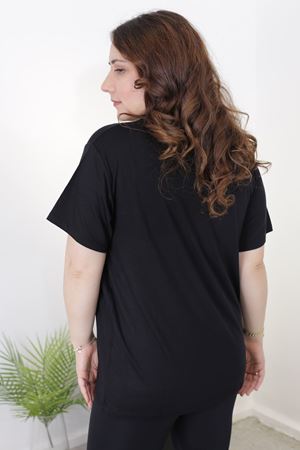 RENKTE DANTEL GÜPÜR BÜYÜK BEDEN SİYAH BLUZ