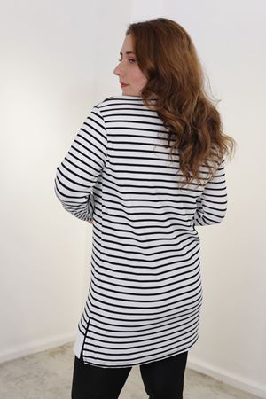 RENKTE BÜYÜK BEDEN ÇİZGİLİ BEYAZ SWEAT & TUNİK