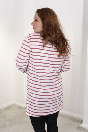 RENKTE BÜYÜK BEDEN ÇİZGİLİ PUDRA SWEAT & TUNİK