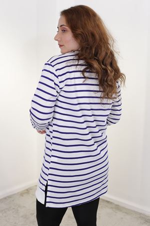 RENKTE BÜYÜK BEDEN ÇİZGİLİ SAKS SWEAT & TUNİK