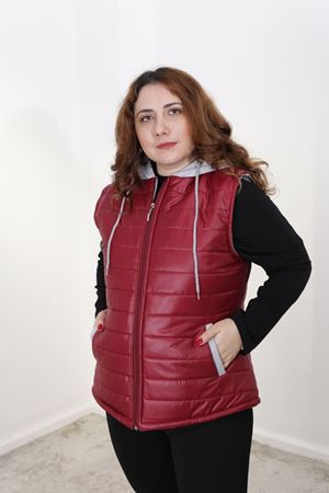 RENKTE BÜYÜK BEDEN BORDO ŞİŞME YELEK