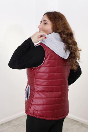 RENKTE BÜYÜK BEDEN BORDO ŞİŞME YELEK