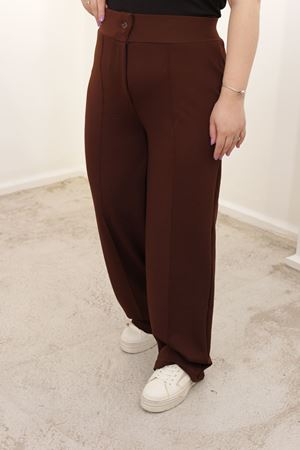 RENKTE BÜYÜK BEDEN DİKİŞLİ TOPARLAYICI KAHVERENGİ PANTOLON