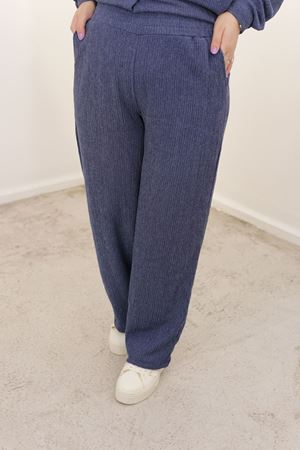 RENKTE BÜYÜK BEDEN İNDİGO GÖMLEK PANTOLON TAKIMI