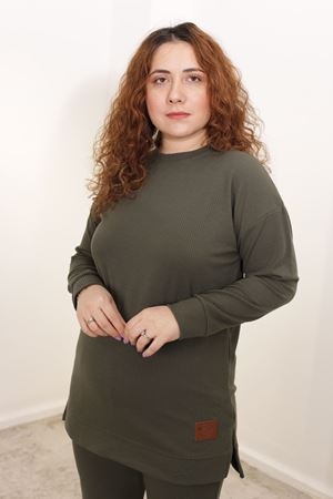 RENKTE BÜYÜK BEDEN ARMALI HAKİ BURGU TAKIM