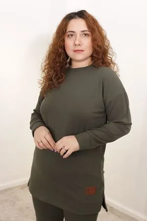 RENKTE BÜYÜK BEDEN ARMALI HAKİ BURGU TAKIM