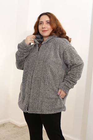 RENKTE BATTAL GRİ PELUŞ CEKET&MONT