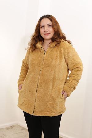 RENKTE BATTAL SÜTLÜ KAHVE PELUŞ CEKET&MONT