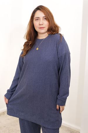 RENKTE ÖZEL ÜRETİM BATTAL İNDİGO DOKULU ALT ÜST TAKIM