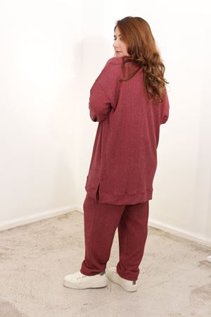 RENKTE ÖZEL ÜRETİM BATTAL BORDO DOKULU ALT ÜST TAKIM