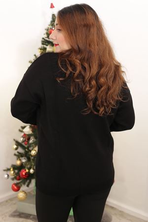 RENKTE KALPLİ SİYAH ESNEK ÇELİK TRİKO KAZAK