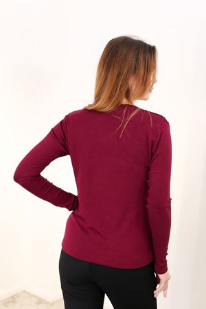 RENKTE ORJİNAL MARKA BÜYÜK BEDEN BASİC YAKA BORDO BLUZ