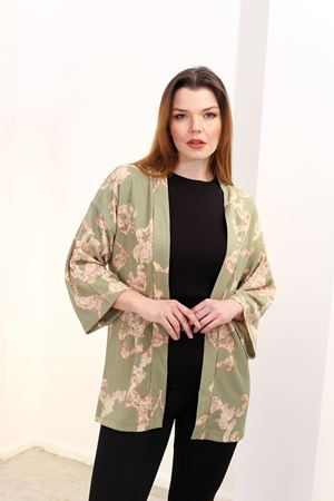 RENKTE GENİŞ KESİM DESENLİ KİMONO CEKET