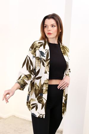 RENKTE GENİŞ KESİM DESENLİ KİMONO CEKET