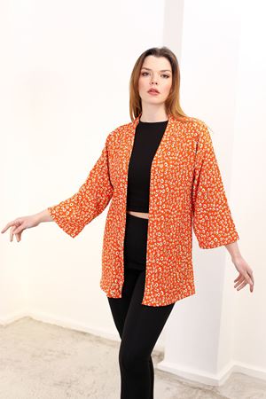 RENKTE GENİŞ KESİM DESENLİ KİMONO CEKET