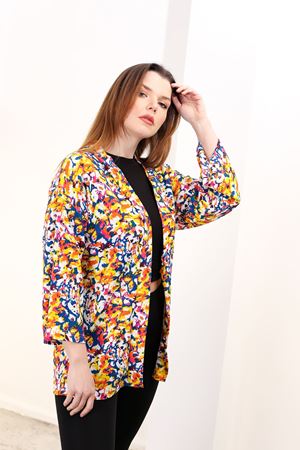 RENKTE GENİŞ KESİM DESENLİ KİMONO CEKET