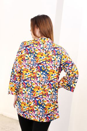 RENKTE GENİŞ KESİM DESENLİ KİMONO CEKET