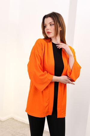 RENKTE GENİŞ KESİM TURUNCU KİMONO CEKET