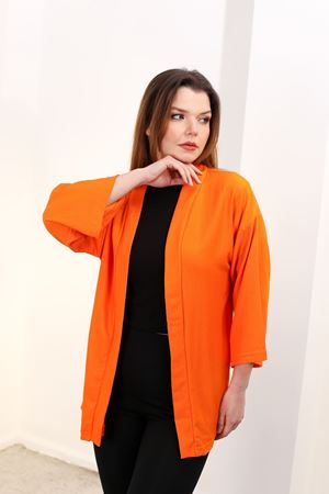 RENKTE GENİŞ KESİM TURUNCU KİMONO CEKET