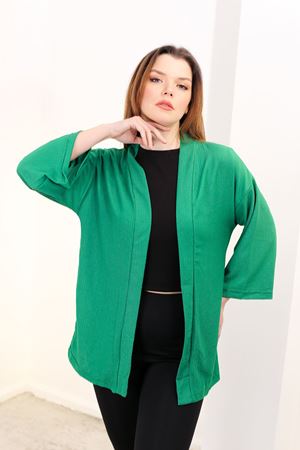 RENKTE GENİŞ KESİM YEŞİL KİMONO CEKET