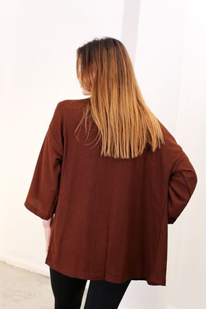 RENKTE GENİŞ KESİM KAHVERENGİ KİMONO CEKET