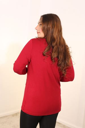 RENKTE BÜYÜK BEDEN TAŞLI BORDO BLUZ