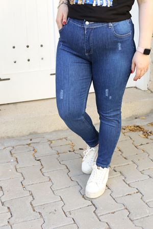 RENKTE KOT PANTOLON BÜYÜK BEDEN MAVİ JEAN