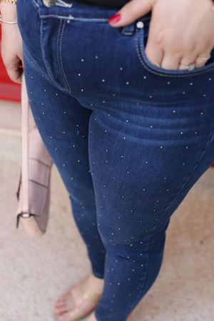 RENKTE KOT PANTOLON BÜYÜK BEDEN TAŞLI MAVİ JEAN