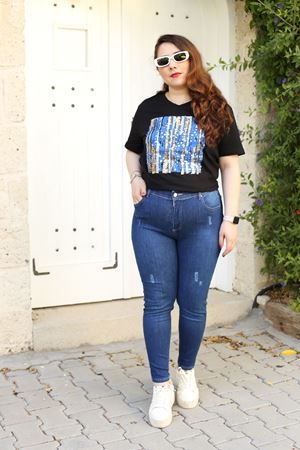 RENKTE KOT PANTOLON BÜYÜK BEDEN MAVİ JEAN