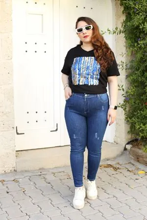 RENKTE KOT PANTOLON BÜYÜK BEDEN MAVİ JEAN