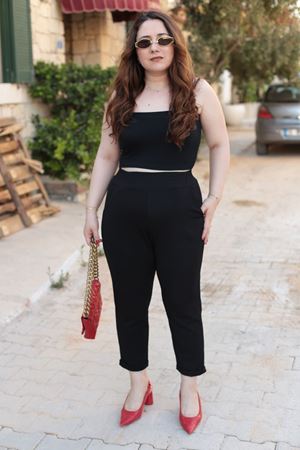 RENKTE DUBLE PAÇA CEPLİ SİYAH ESNEK PANTOLON