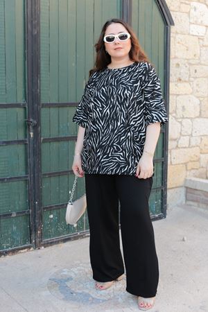 RENKTE ÖZEL ÜRETİM ÜST DESENLİ ALT SİYAH BATTAL TAKIM