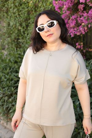 RENKTE BÜYÜK BEDEN KREM TAKIM