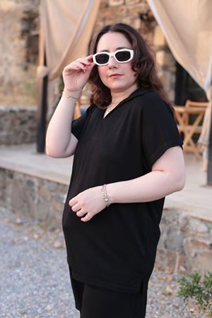 RENKTE BÜYÜK BEDEN SİYAH ŞORTLU TAKIM