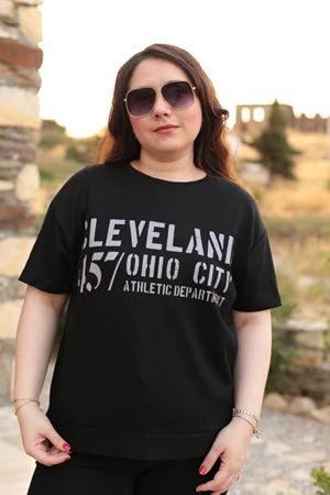 RENKTE BÜYÜK BEDEN BASKI DETAY İTHAL KUMAŞ SİYAH TAKIM