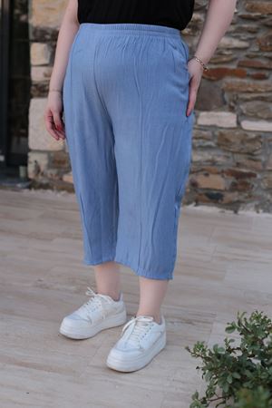 RENKTE BÜYÜK BEDEN TENSEL KUMAŞ MAVİ KAPRİ