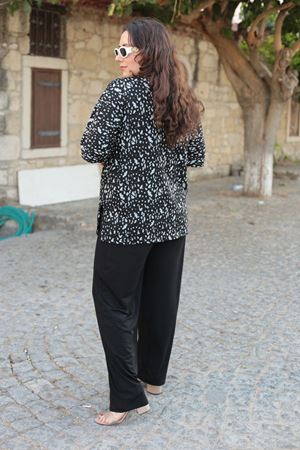 RENKTE ÖZEL ÜRETİM ÜST DESENLİ ALT SİYAH BATTAL TAKIM