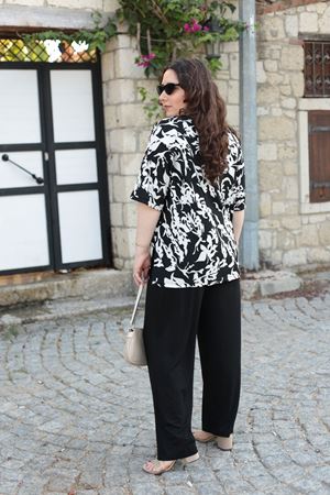 RENKTE ÖZEL ÜRETİM ÜST DESENLİ ALT SİYAH BATTAL TAKIM